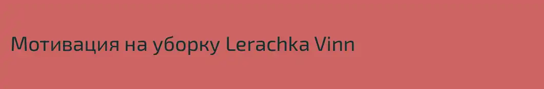 Мотивация на уборку Lerachka Vinn 